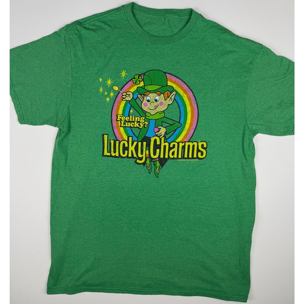 Lucky Charms Graphic T Shirt Mens Medium Green Cereal Rainbow Tee